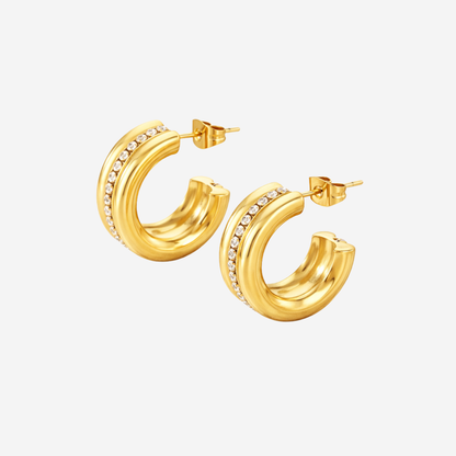 Double Shine Hoops Ohrringe Wasserfest Gold 20x8mm