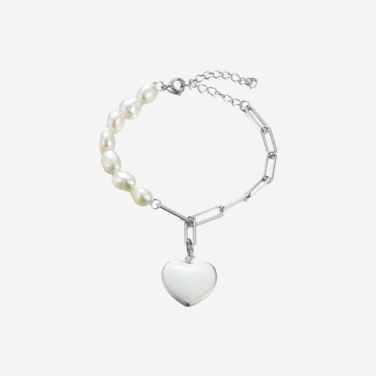 Léa Pearl Heart Armband Sterlingsilber