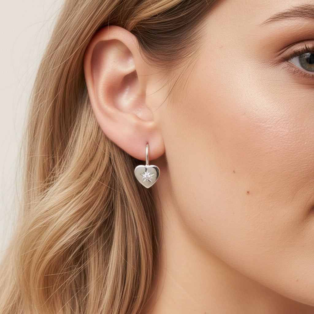 Herz Edelweiss Ohrringe Ohrringe Sterlingsilber