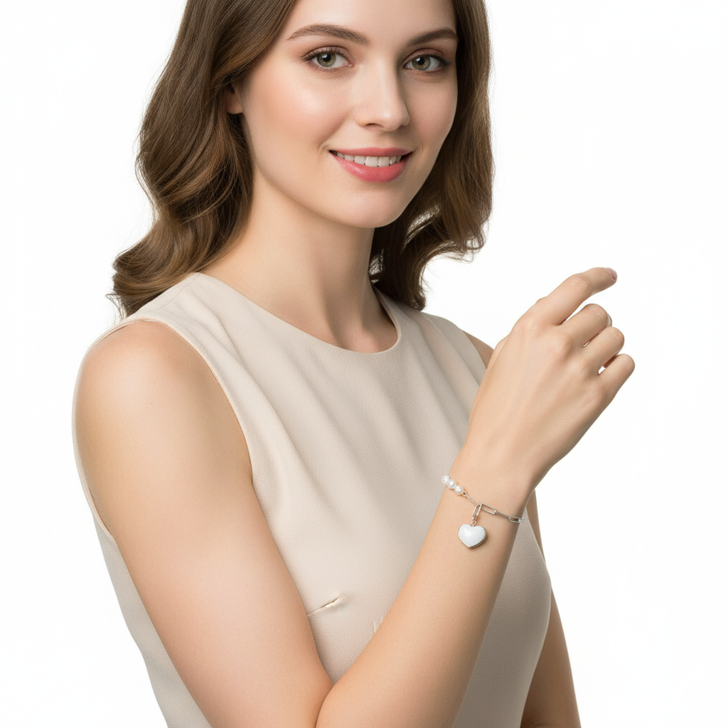 Léa Pearl Heart Armband Czarina