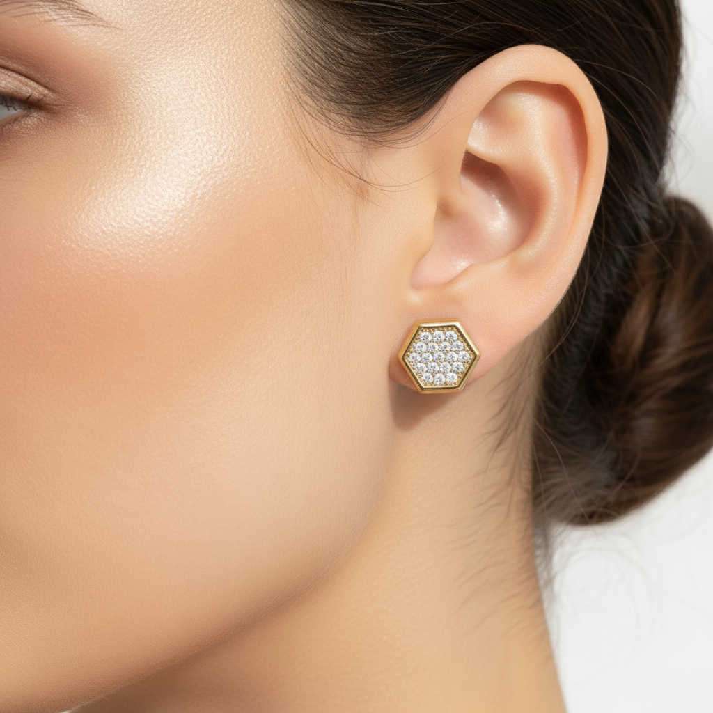 Minimalistische Hexagon Ohrstecker Wasserfest