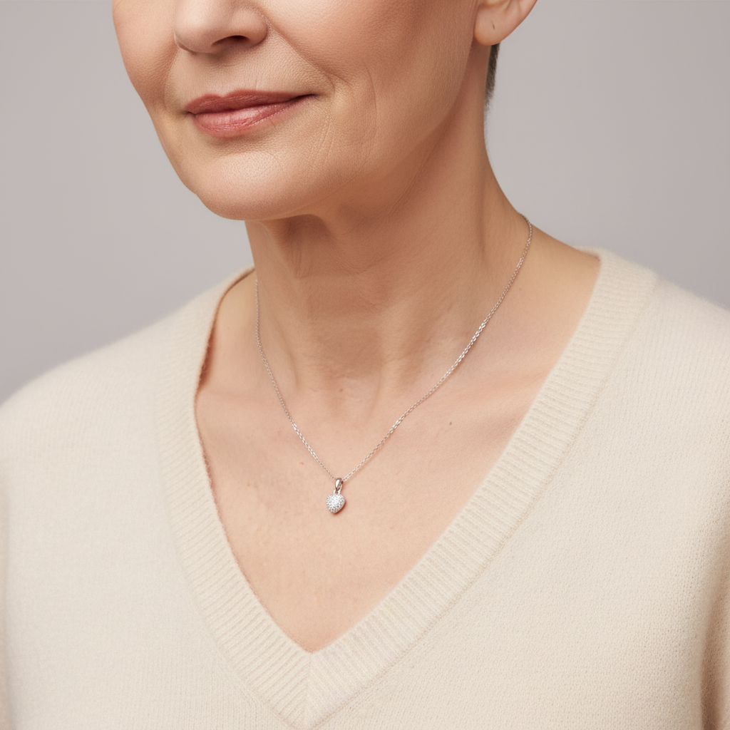 Zirkon-Herz Halskette Halsketten Sterlingsilber