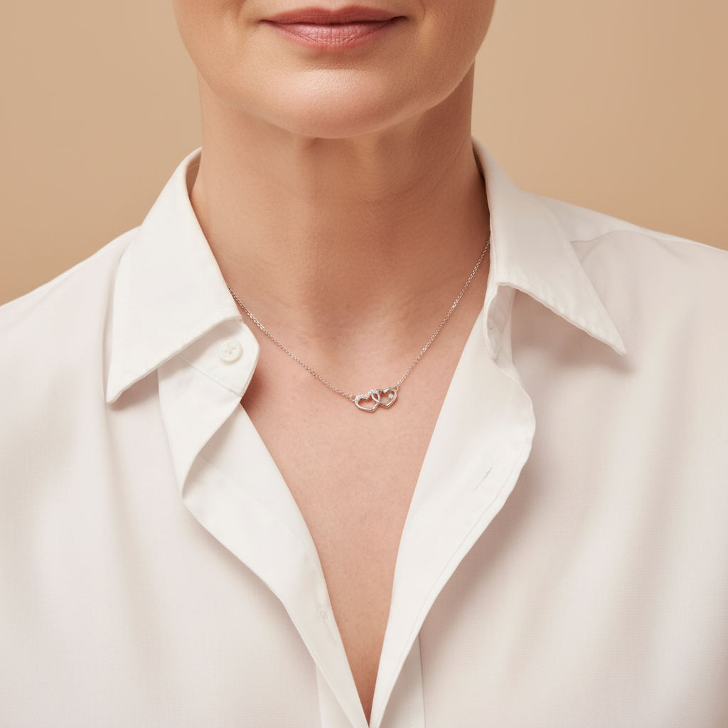 Herz in Herz Halskette Halsketten Sterlingsilber