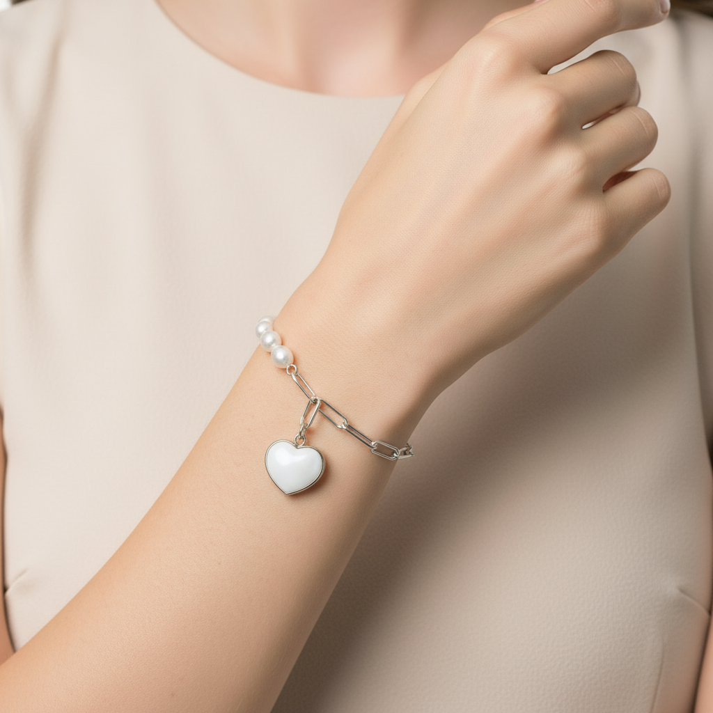 Léa Pearl Heart Armband Czarina