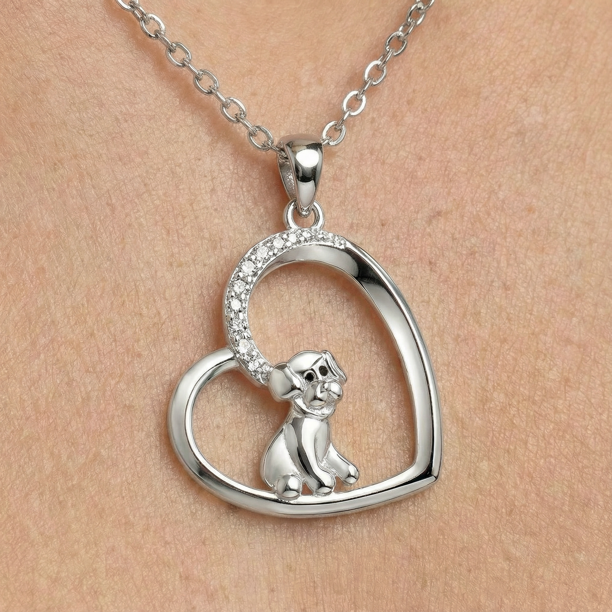 Herz Hund Halskette Halsketten Sterlingsilber