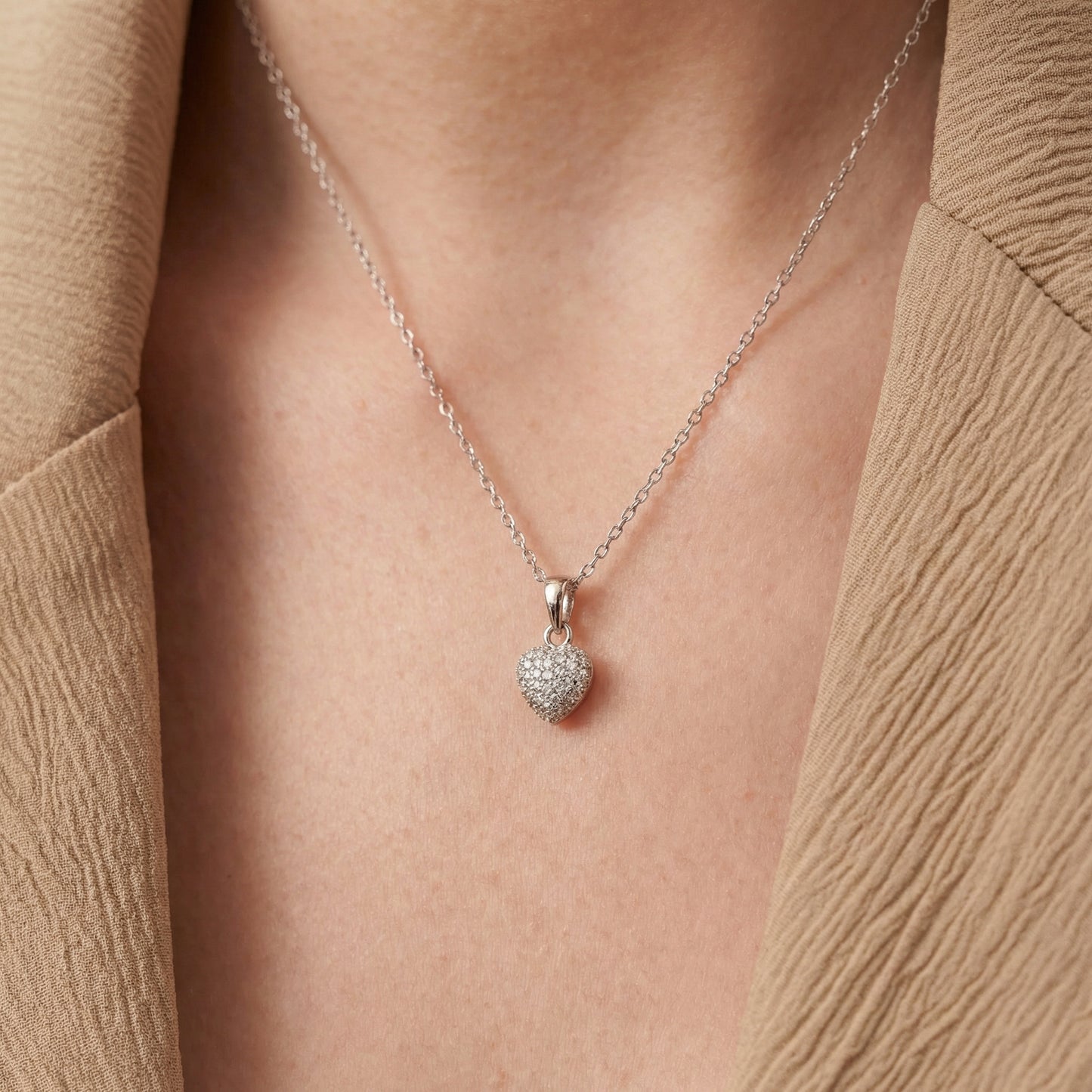 Zirkon-Herz Halskette Halsketten Sterlingsilber