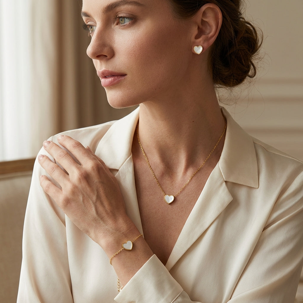 Herzschmuck Set Halsketten Wasserfest