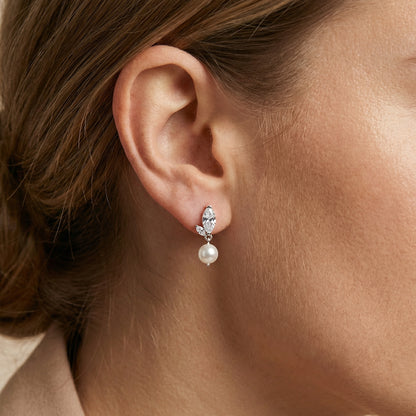 Zirkonia Tropfen Perlenohrringe Ohrringe Sterlingsilber