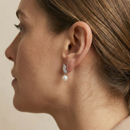 Zirkonia Tropfen Perlenohrringe Ohrringe Sterlingsilber