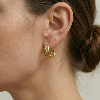 Modern Triple Hoops Ohrringe Wasserfest