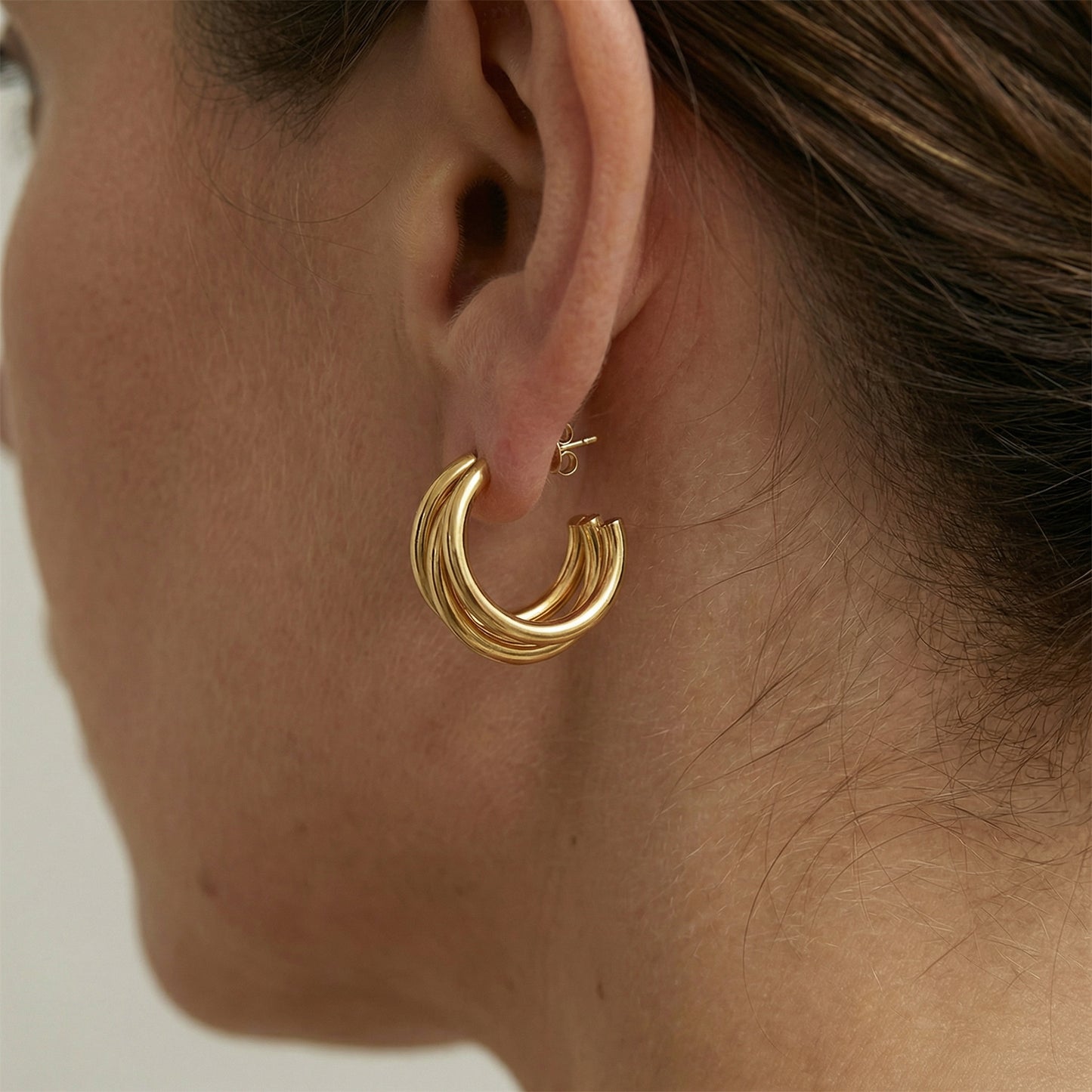 Modern Triple Hoops Ohrringe Wasserfest