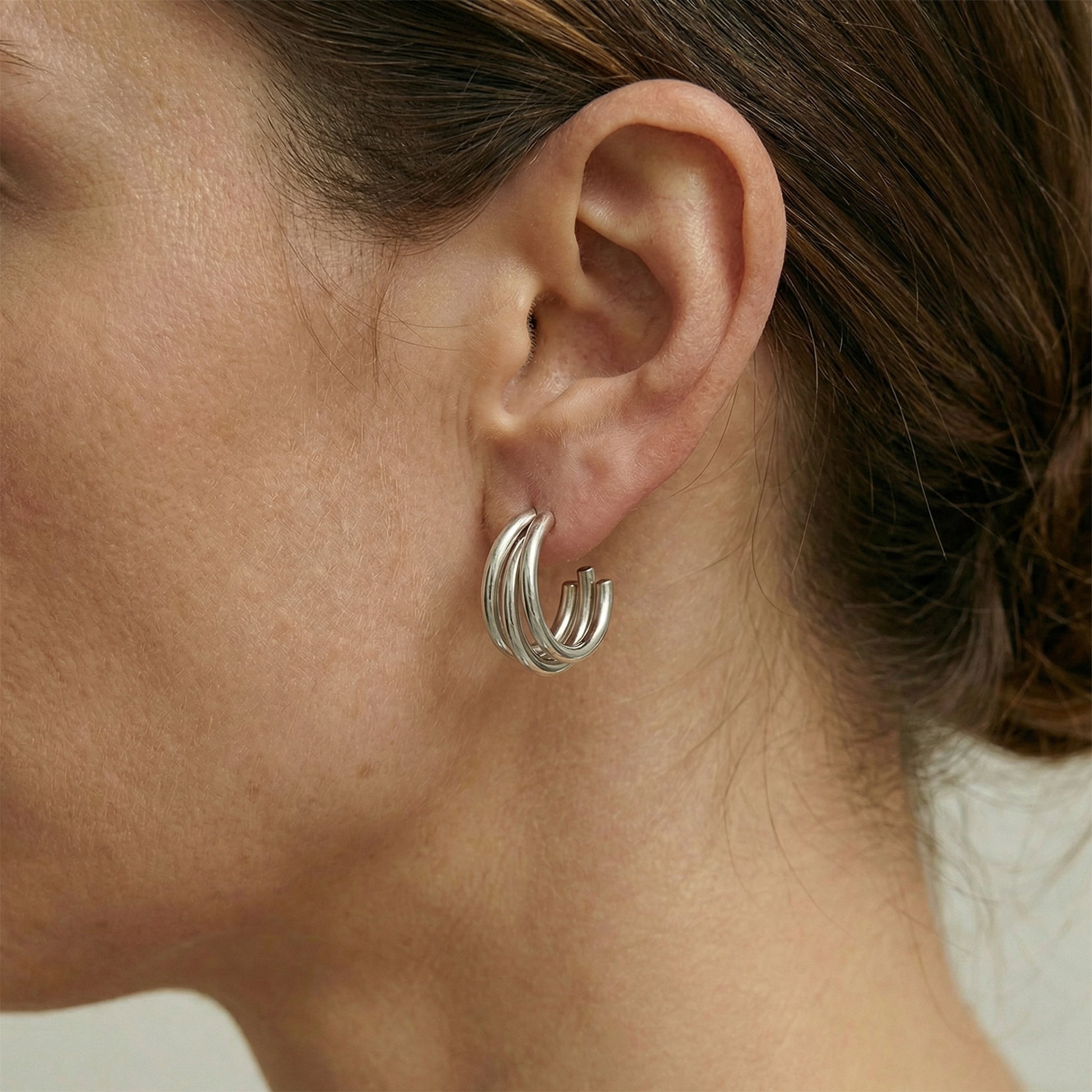 Modern Triple Hoops Ohrringe Wasserfest