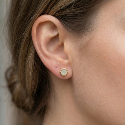 Minimalistische Hexagon Ohrstecker Ohrringe Wasserfest