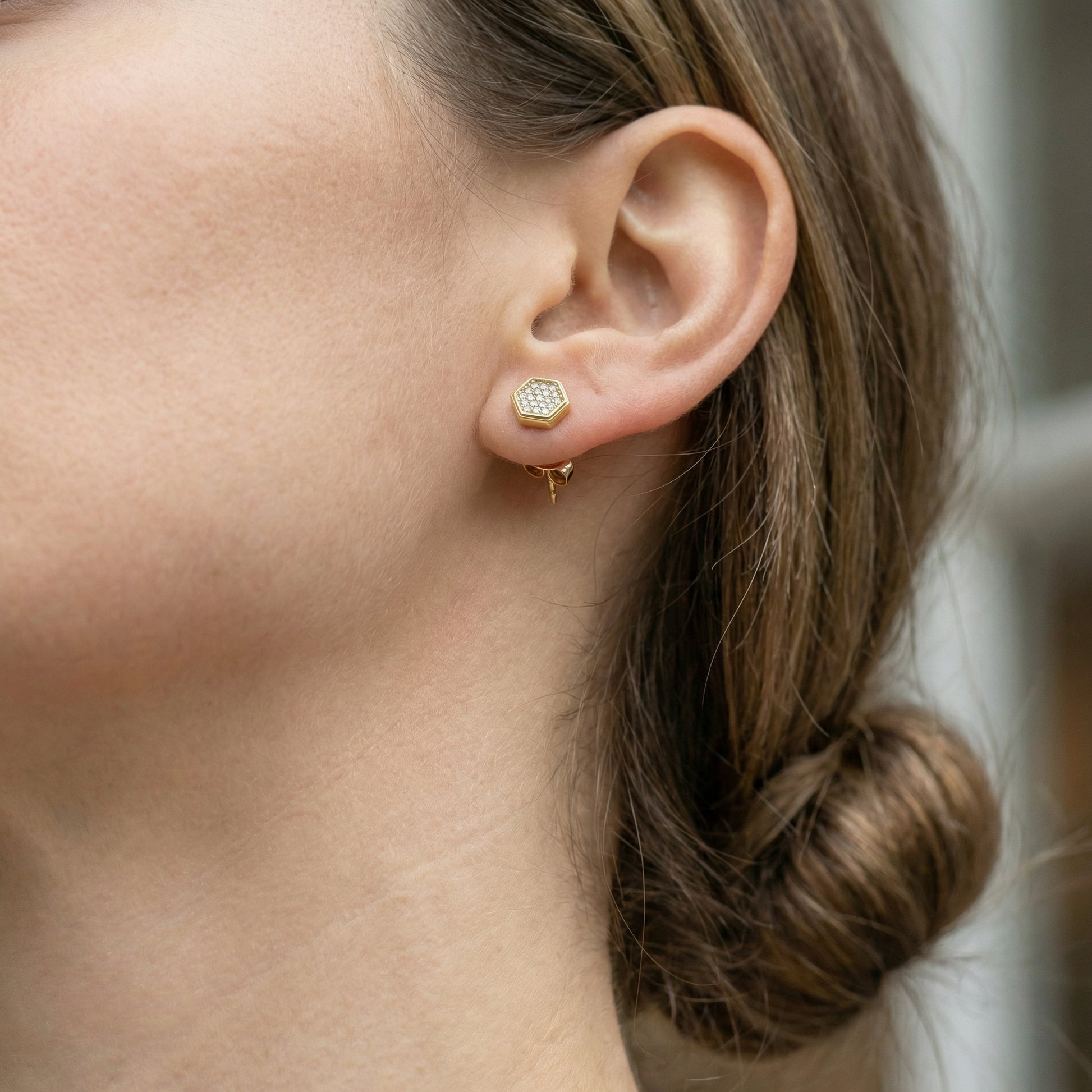 Minimalistische Hexagon Ohrstecker Ohrringe Wasserfest