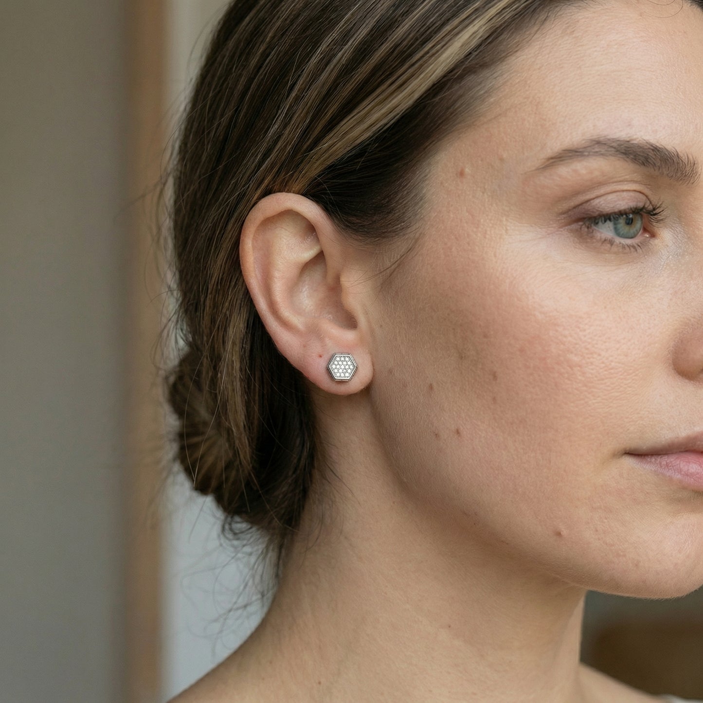 Minimalistische Hexagon Ohrstecker Ohrringe Wasserfest