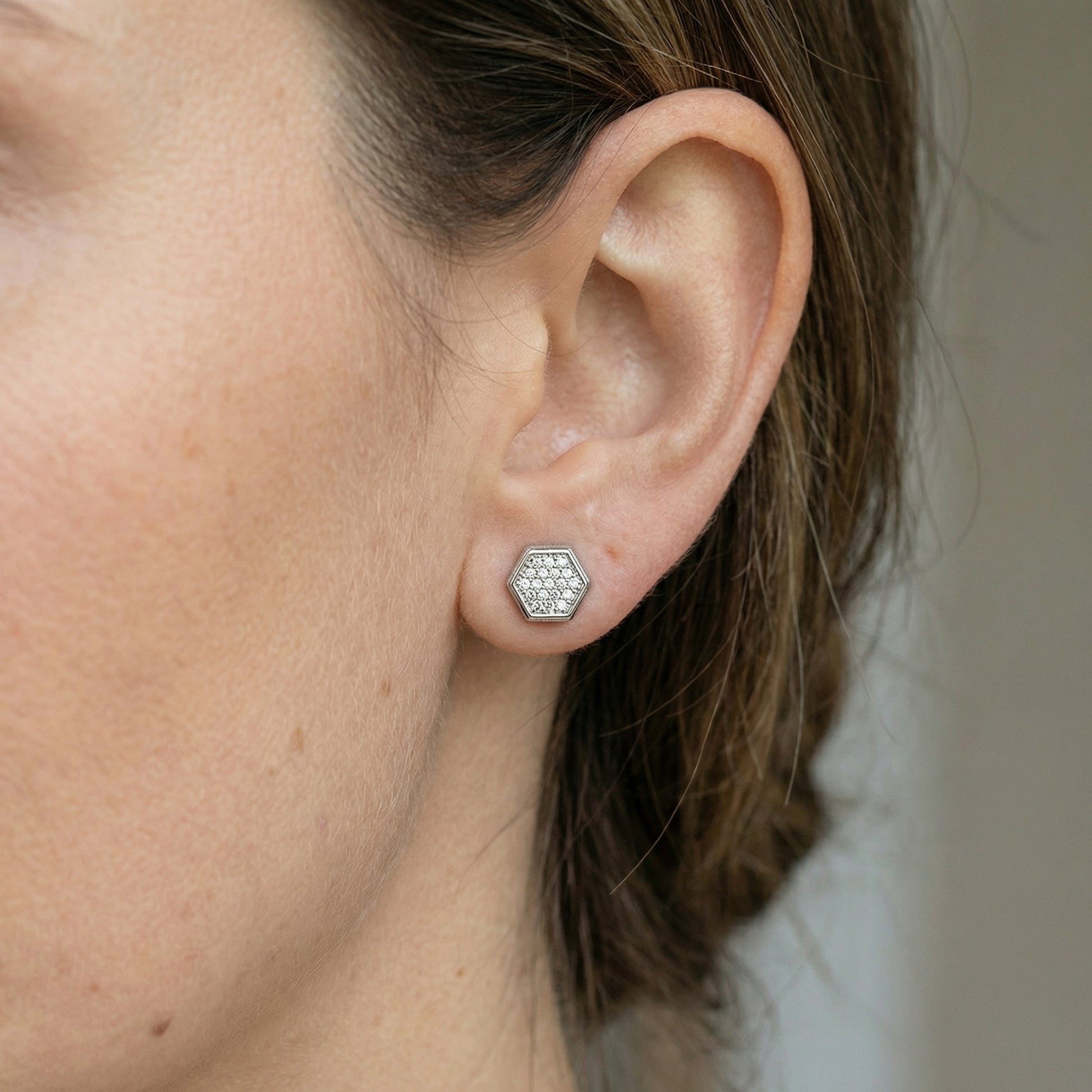 Minimalistische Hexagon Ohrstecker Ohrringe Wasserfest