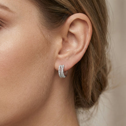 Luna Pavé Creolen Ohrringe Sterlingsilber