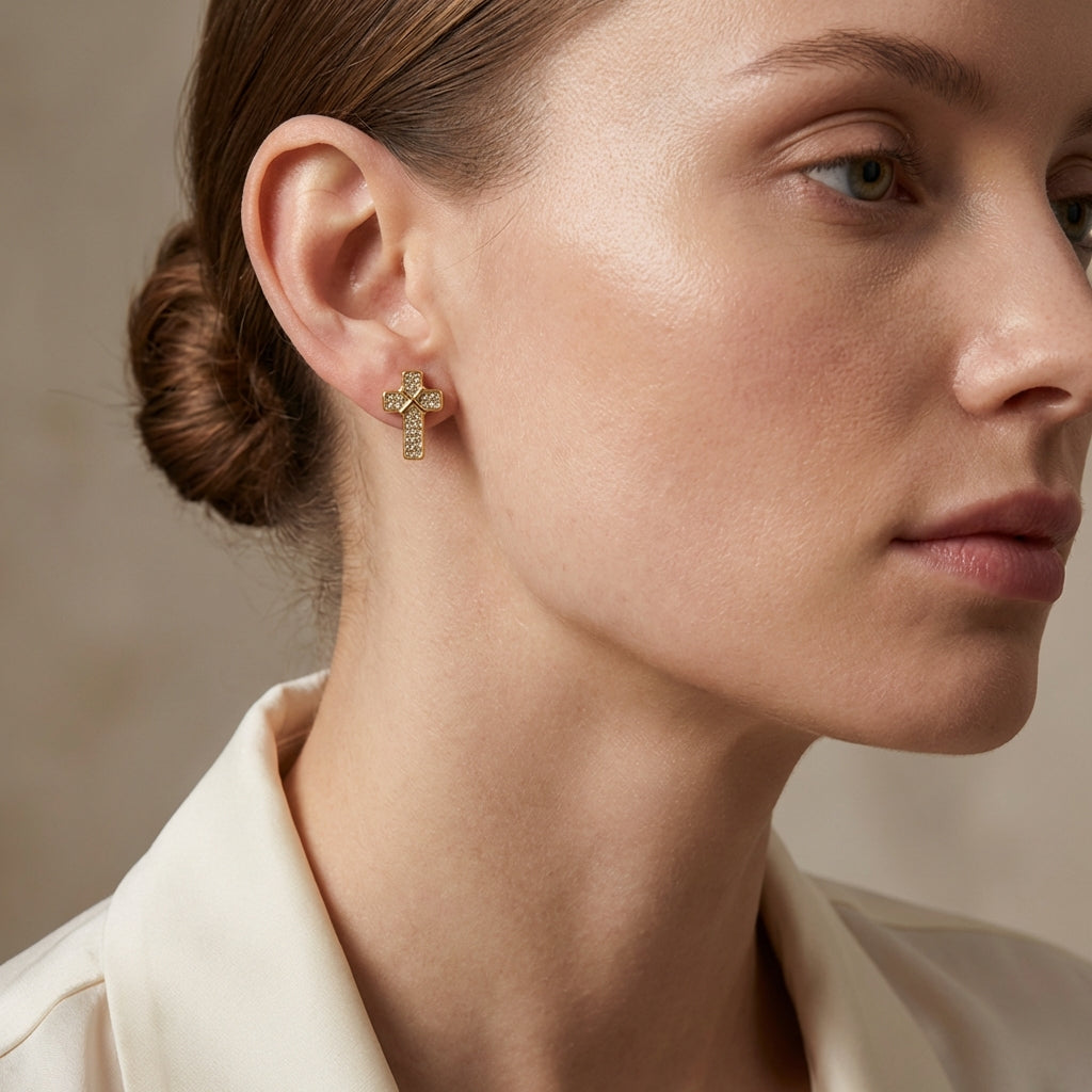 Pavé Kreuz Ohrringe Ohrringe Wasserfest