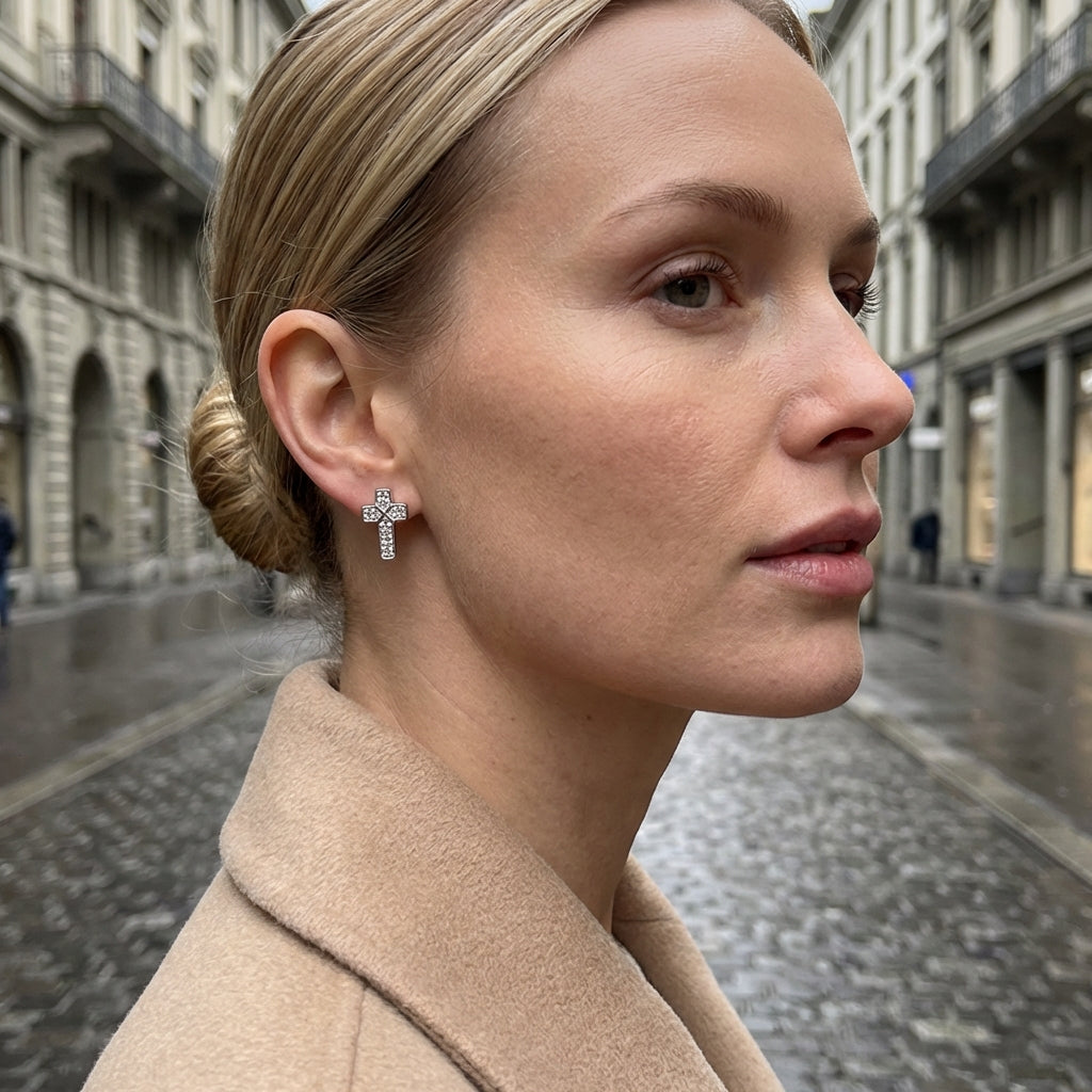 Pavé Kreuz Ohrringe Ohrringe Wasserfest