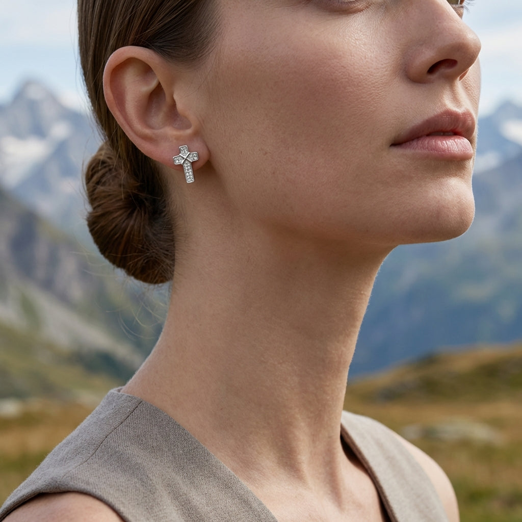 Pavé Kreuz Ohrringe Ohrringe Wasserfest