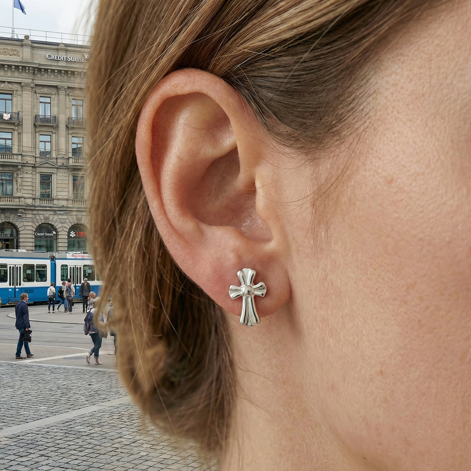 Kreuz Ohrstecker Ohrringe Wasserfest