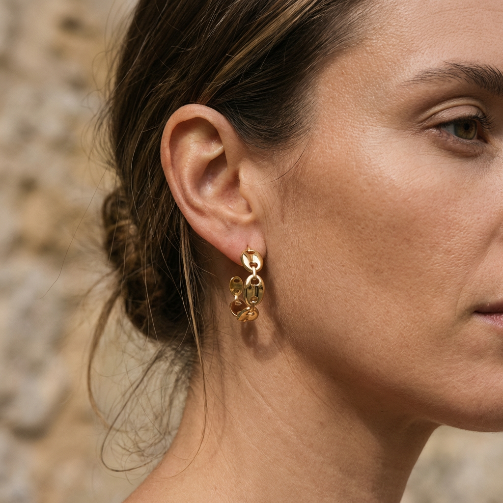 Kettenoptik Creolen Ohrringe Wasserfest