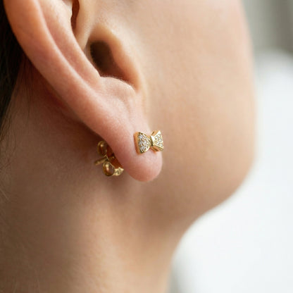 Glitzer Schleifen Ohrstecker Ohrringe Wasserfest