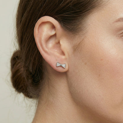 Glitzer Schleifen Ohrstecker Ohrringe Wasserfest