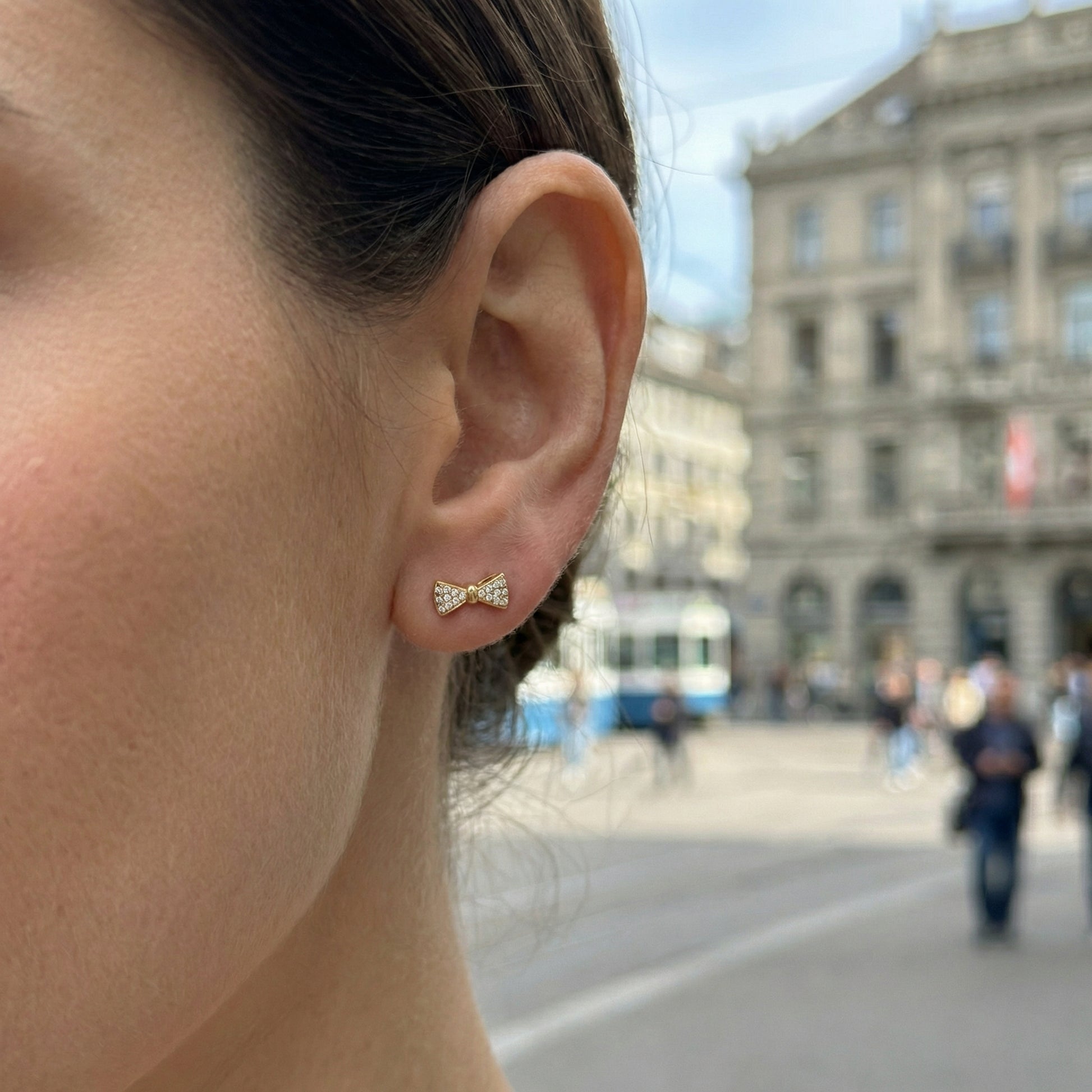 Glitzer Schleifen Ohrstecker Ohrringe Wasserfest