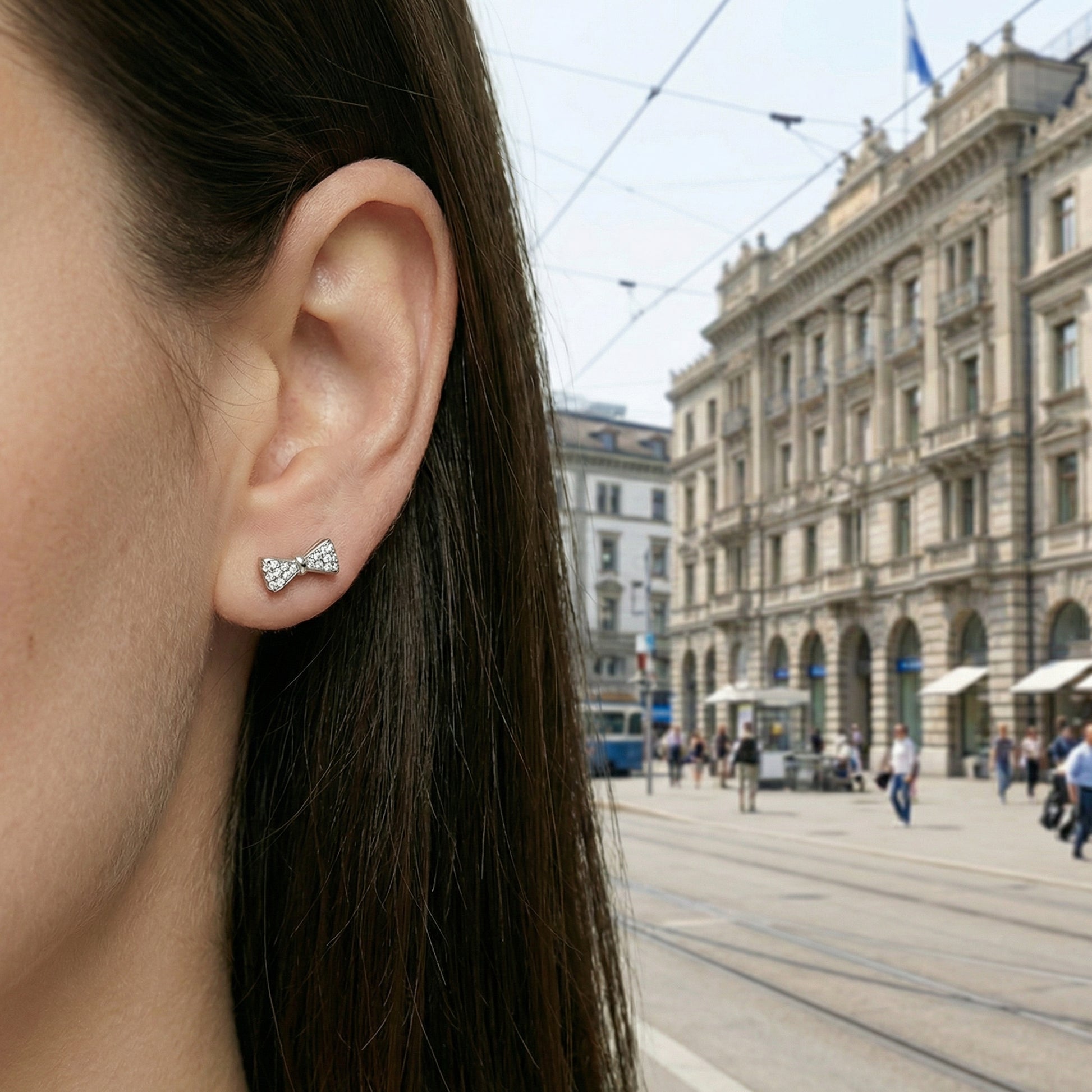 Glitzer Schleifen Ohrstecker Ohrringe Wasserfest