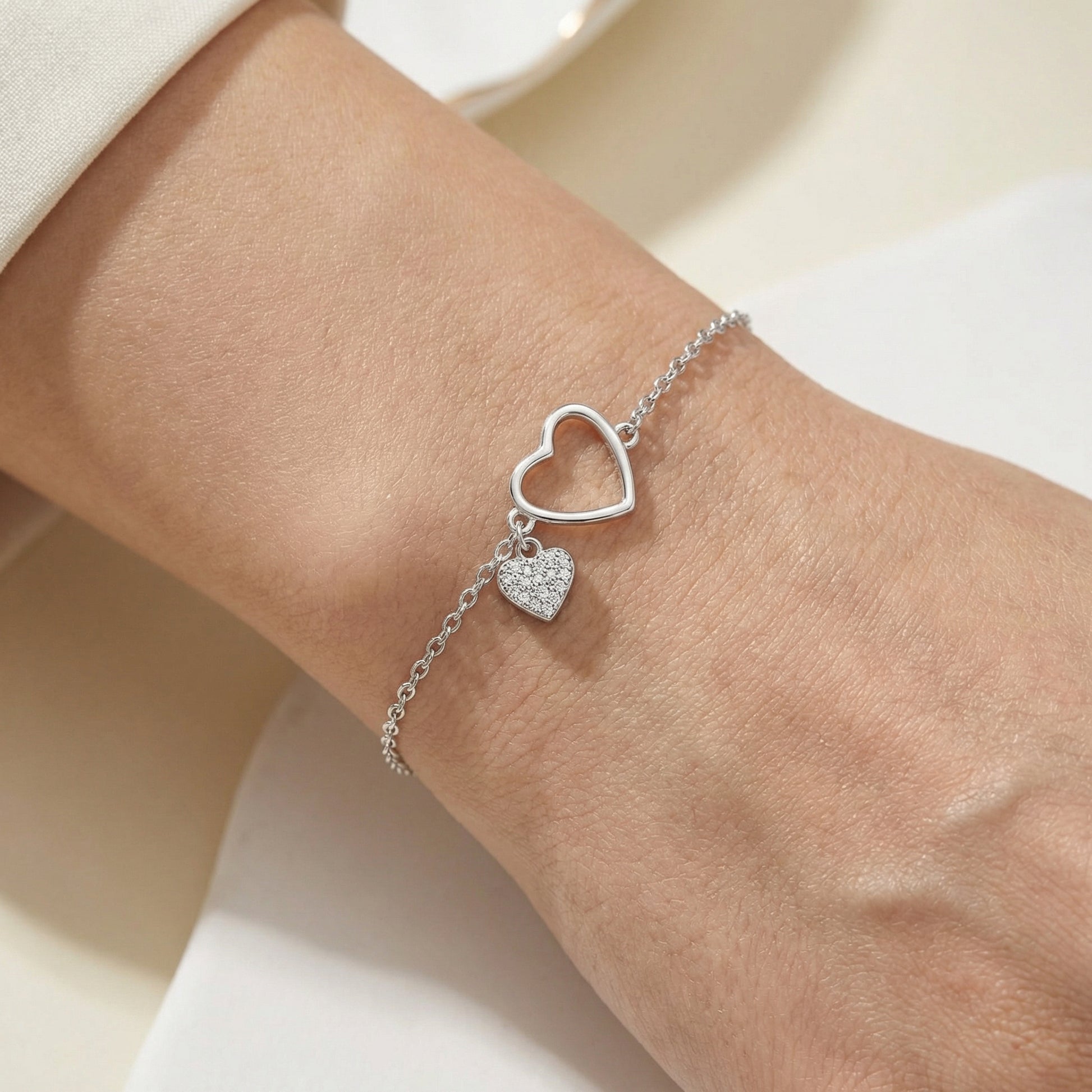 Duo Hearts Armband Armband Sterlingsilber