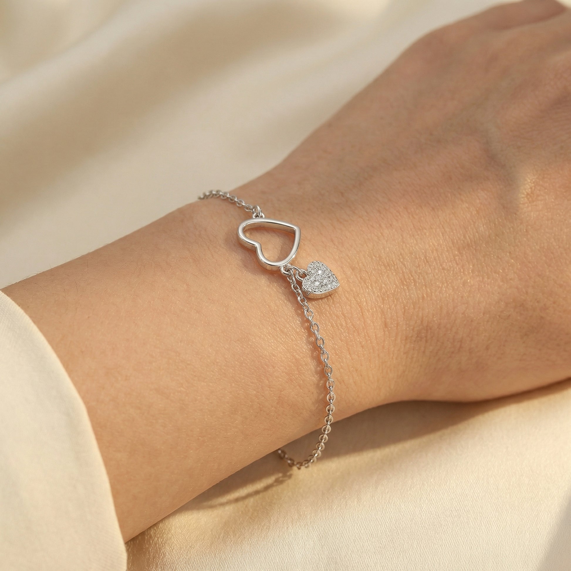 Duo Hearts Armband Armband Sterlingsilber