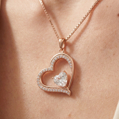 Rosé Herz Halskette Halsketten Sterlingsilber