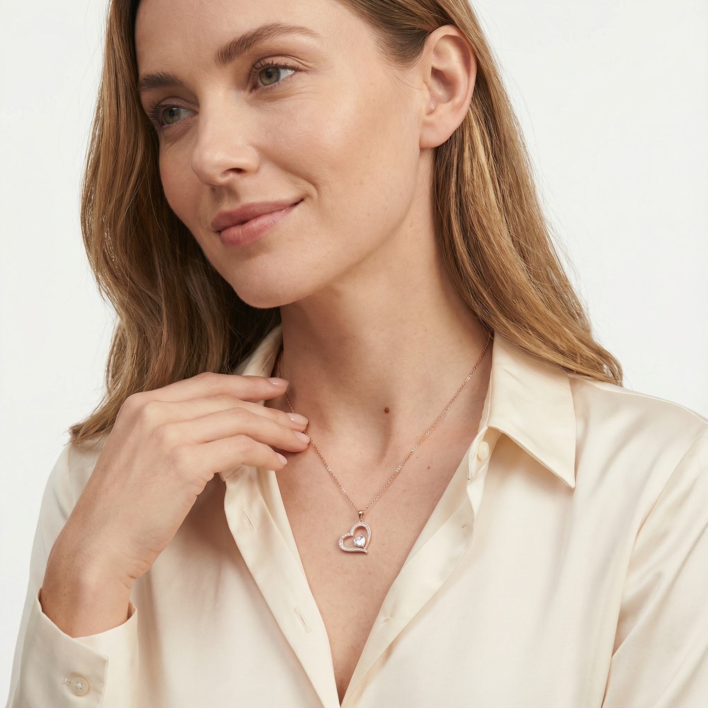 Rosé Herz Halskette Halsketten Sterlingsilber