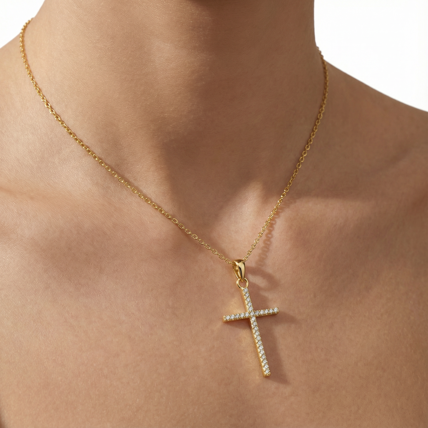 Gold Kreuz Halskette Halsketten Sterlingsilber